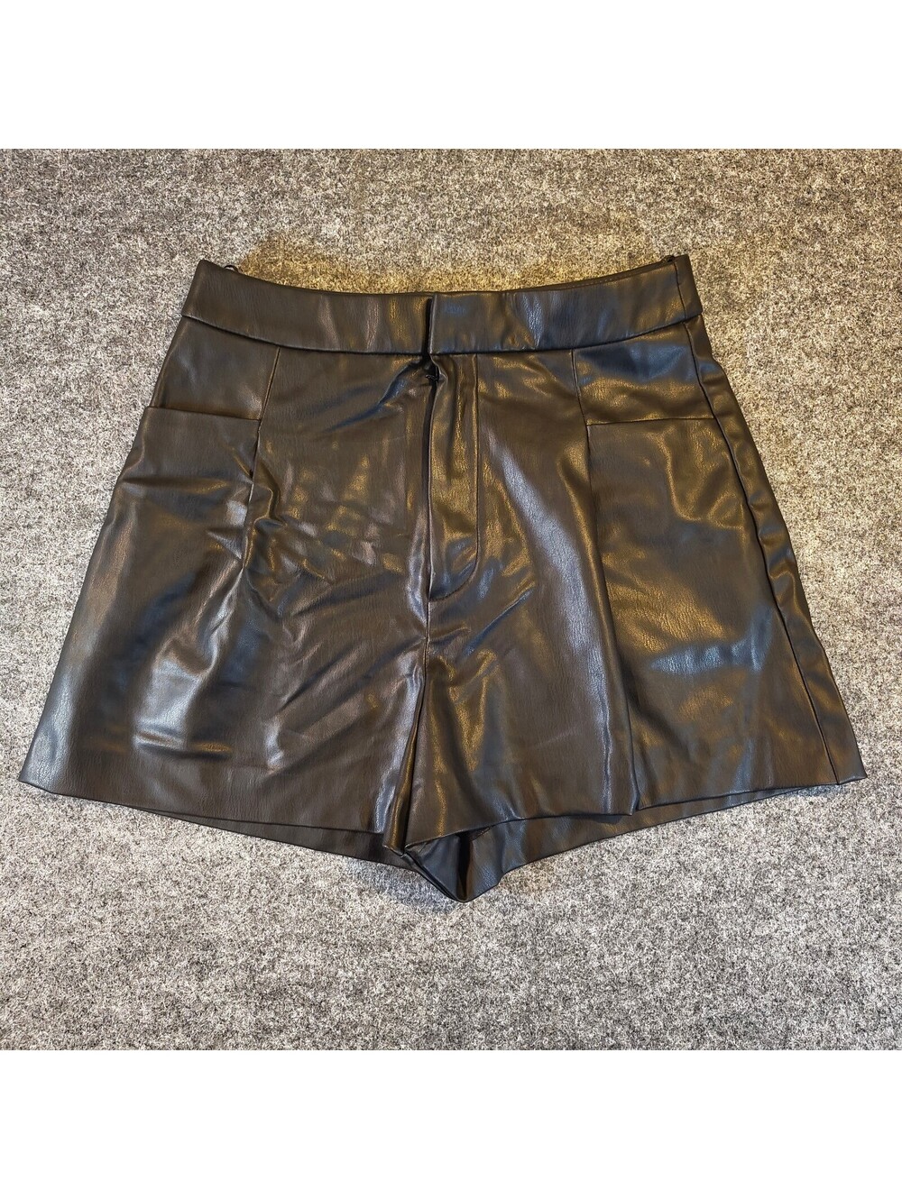 Zara Faux Leather Shorts Womens Small S Black High Rise Morocco